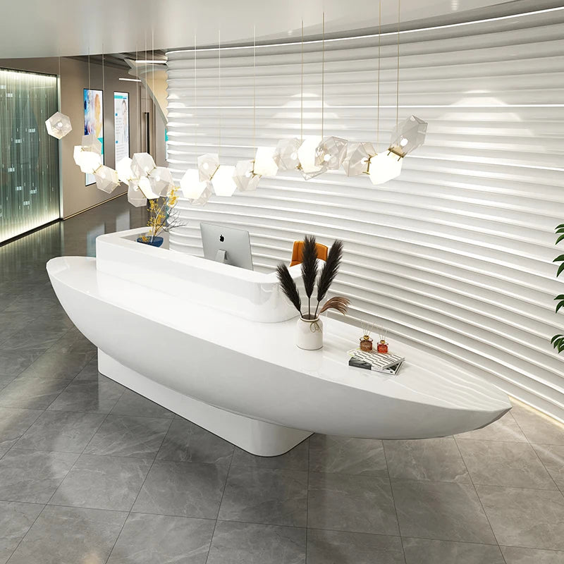 High end personalized front desk reception counter, cash register, modern company irregular creative fiberglass reception desk