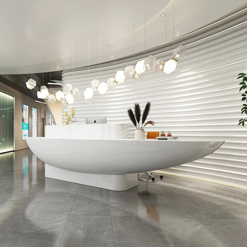 High end personalized front desk reception counter, cash register, modern company irregular creative fiberglass reception desk