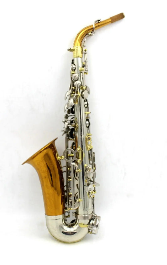 High grade cupronickel body Alto saxophone, white copper body polished, gold lacquer keys polished    Like Selmer super action I