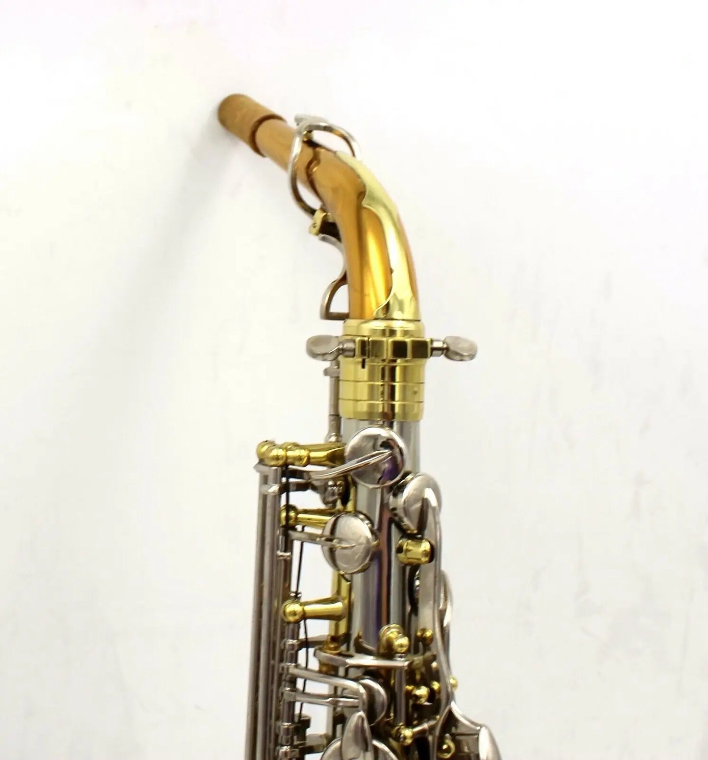 High grade cupronickel body Alto saxophone, white copper body polished, gold lacquer keys polished    Like Selmer super action I