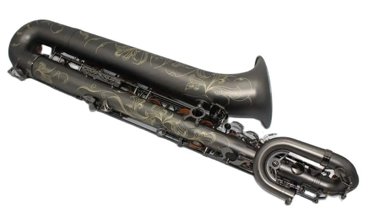 High grade music Matt black Baritone Saxophone full body hand engraving