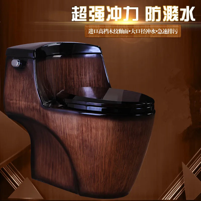 High grade wood grain toilet, siphon connected toilet, ceramic colored toilet, water-saving