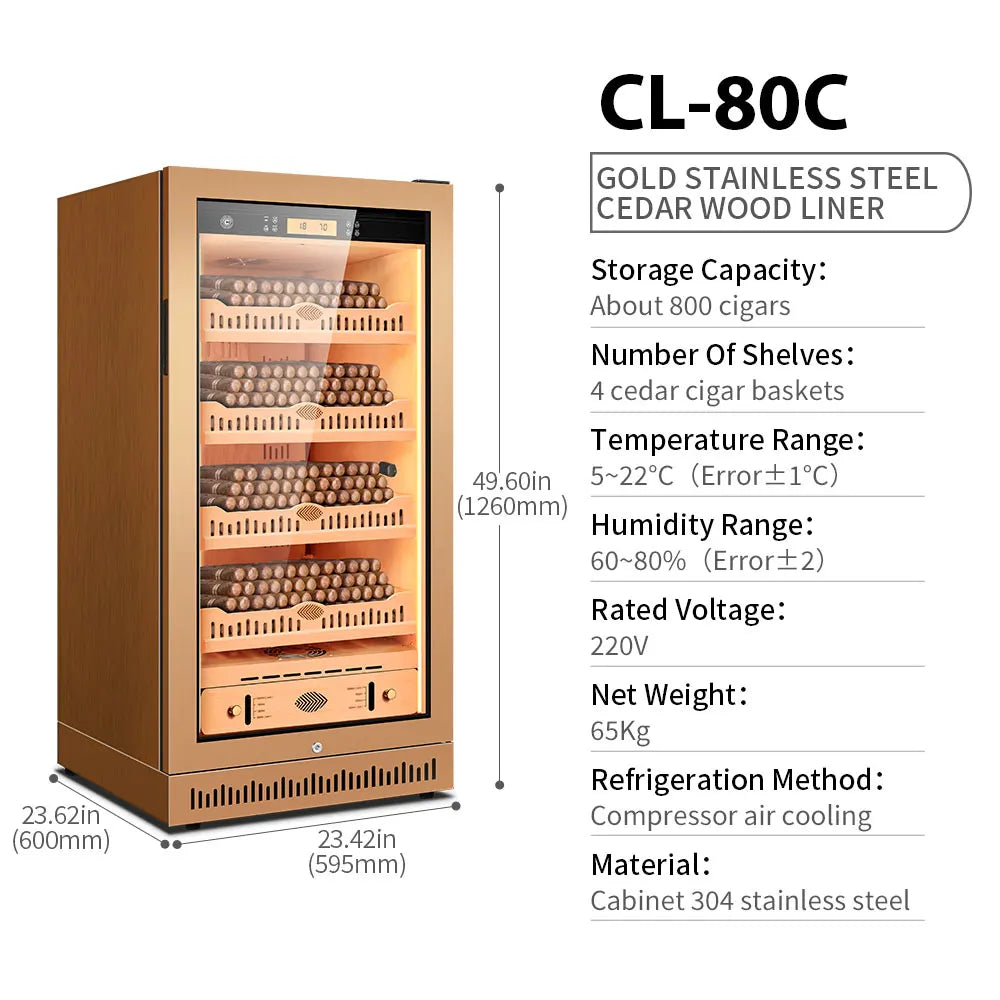 High-quality Cigar Humidor Intelligent Control Temperature Humidity Frequency Conversion No Noise Embedded Cooler Cigar Cabinet