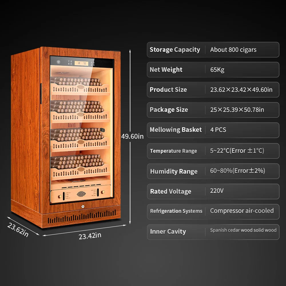High-quality Cigar Humidor Intelligent Control Temperature Humidity Frequency Conversion No Noise Embedded Cooler Cigar Cabinet