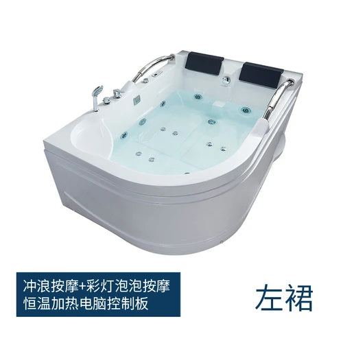 Home adult acrylic double massage heated double armrest bathtub