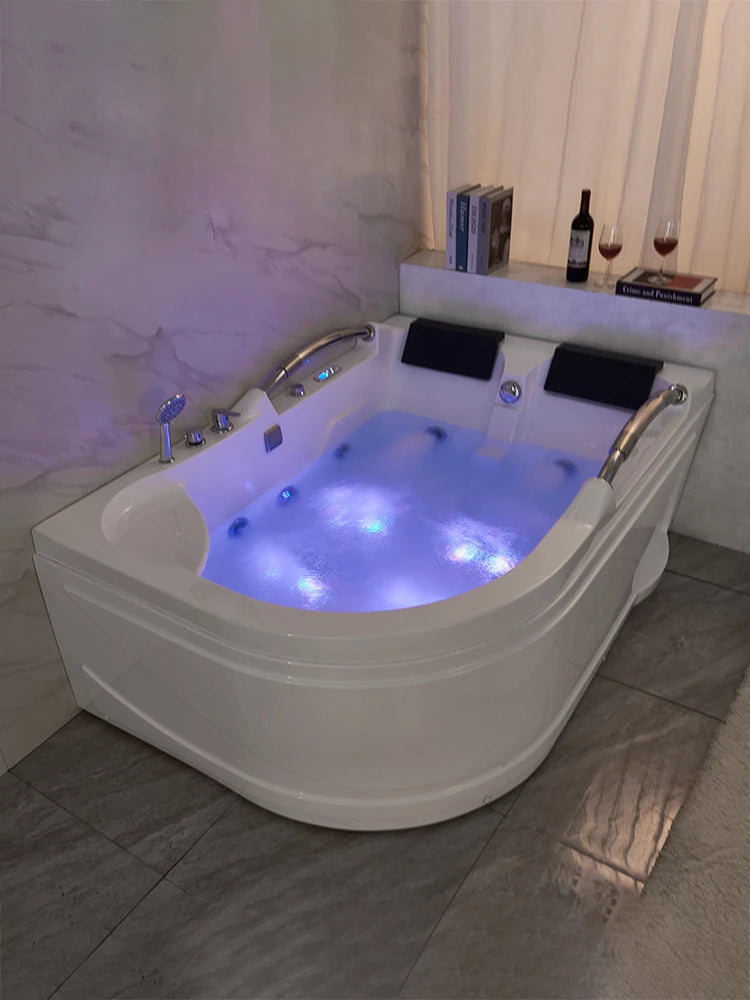 Home adult acrylic double massage heated double armrest bathtub