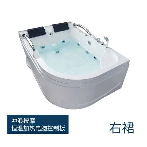 Home adult acrylic double massage heated double armrest bathtub