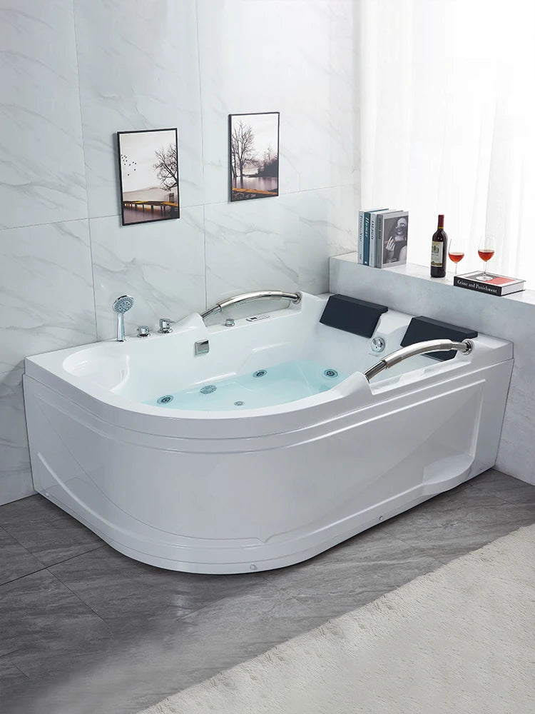 Home adult acrylic double massage heated double armrest bathtub