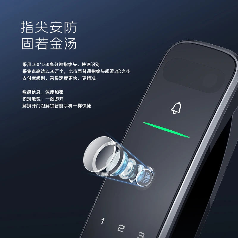 Home anti-theft door, visible cat eye with screen monitoring, fingerprint lock, password lock, intelligent lock A9s
