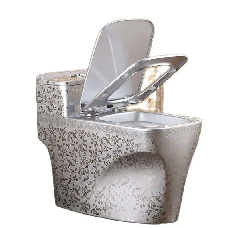 Home creative Nordic retro flush toilet silver toilet siphon water-saving deodorant color personality toilet
