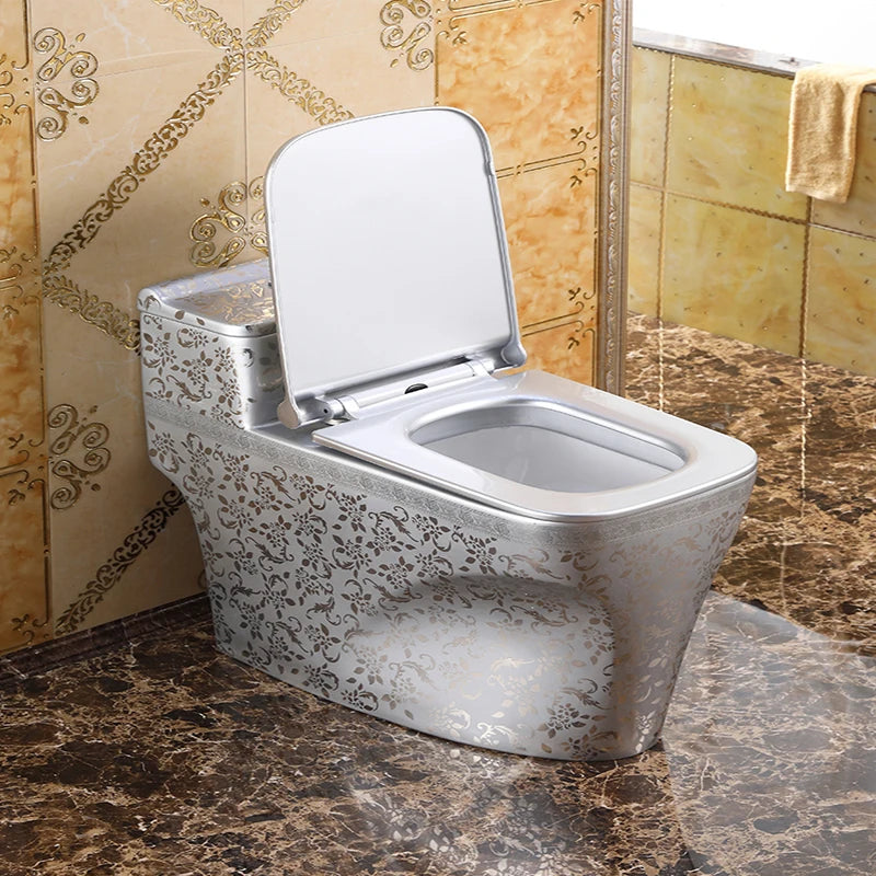 Home creative Nordic retro flush toilet silver toilet siphon water-saving deodorant color personality toilet