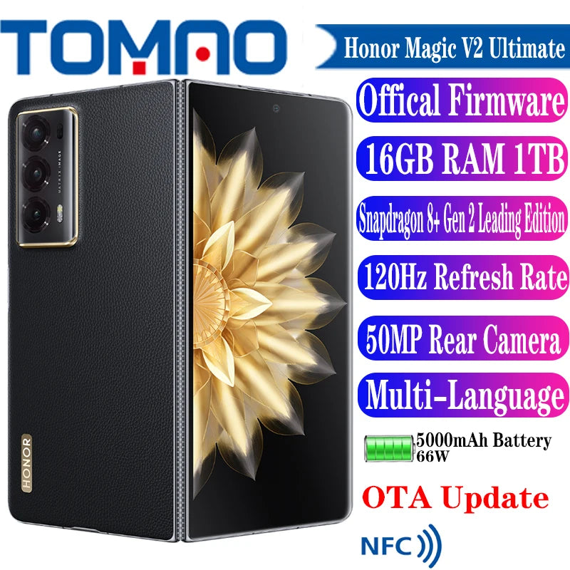 Honor Magic V2 Ultimate 5G Folded Screen SmartPhone 7.92" 5000mAh 66W Snapdragon 8+ Gen 2 Leading Edition 50MP Rear Camera NFC