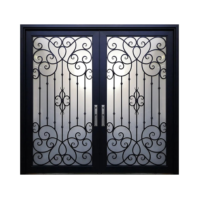 Hot Sale Customization New Steel Door With Wrought Iron Entry Door Window Grill Design High Quality Factory Price
