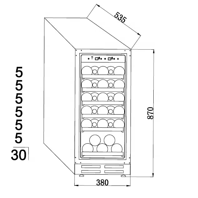 Hot Selling Built-in Stainless Steel Wine cooler Single Zone Wine Chiller for Kitchen