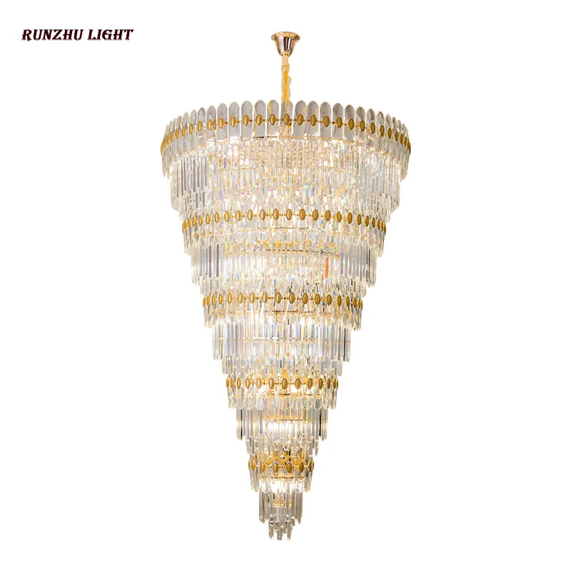 Hotel Engineering Headlights, Villa Living Room, Large Chandelier, Duplex Building, Crystal Light, Staircase Long Chandelier