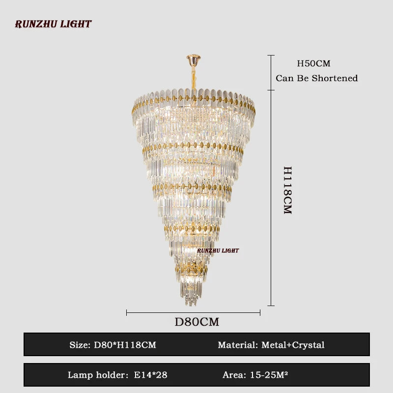 Hotel Engineering Headlights, Villa Living Room, Large Chandelier, Duplex Building, Crystal Light, Staircase Long Chandelier