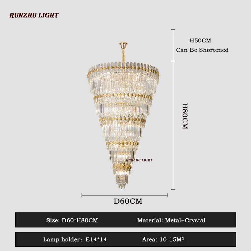 Hotel Engineering Headlights, Villa Living Room, Large Chandelier, Duplex Building, Crystal Light, Staircase Long Chandelier
