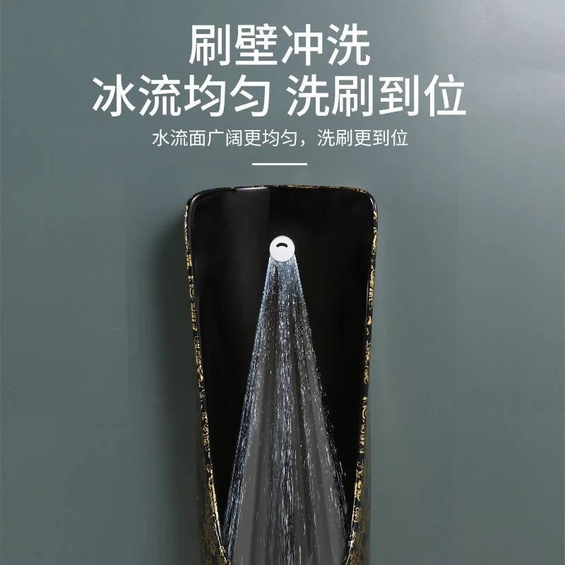 Household black induction urinal wall type floor standing European style surface mounted integrated ceramic urinal bucket