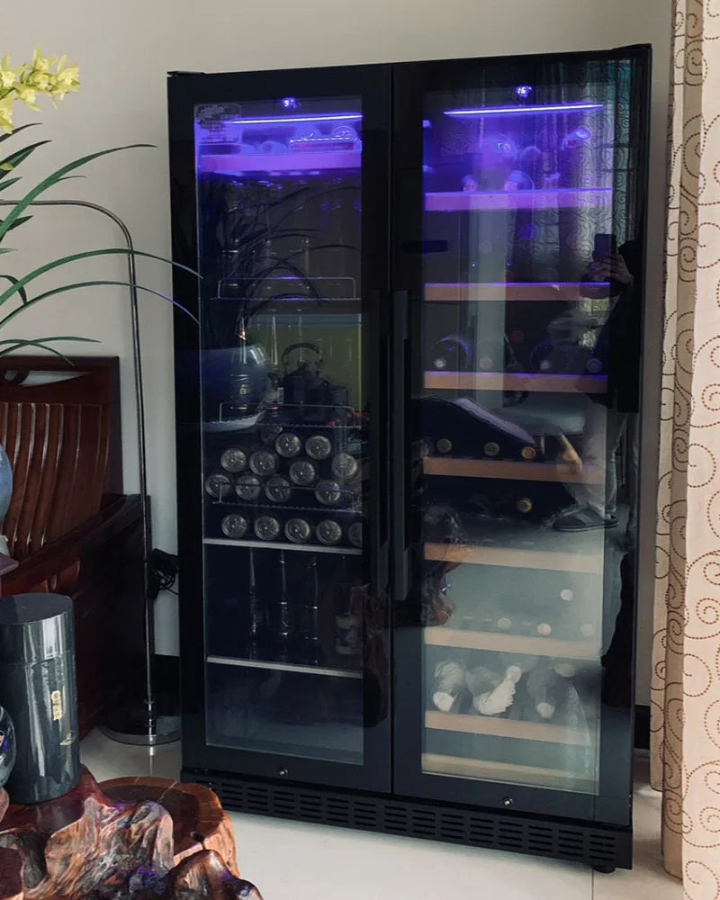 Household ice bar beverage tea cabinet Ultra thin dual temperature red wine cabinet Constant temperature wine cabinet Tea