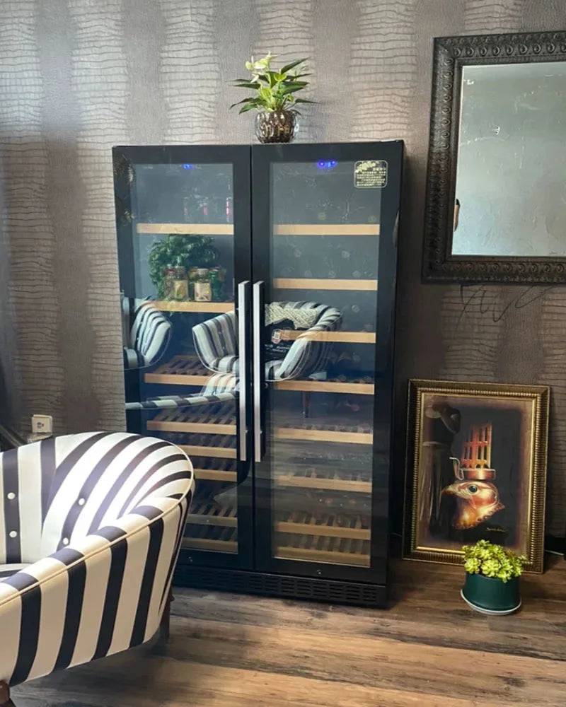 Household ice bar beverage tea cabinet Ultra thin dual temperature red wine cabinet Constant temperature wine cabinet Tea