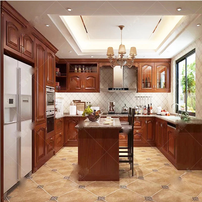 Household indoor dining room, solid wood cabinet, villa, whole house, customized furniture, European style, American style, inte