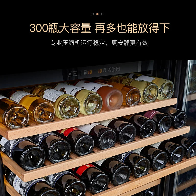 Household intelligent large capacity high-end embedded dual temperature air-cooled stainless steel constant temperature red wine