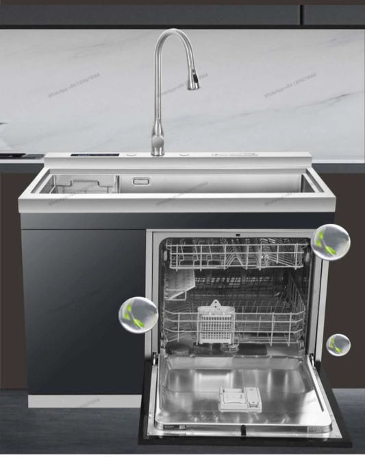Household large capacity high-temperature disinfection and drying dishwasher, fully automatic integrated sink dishwasher
