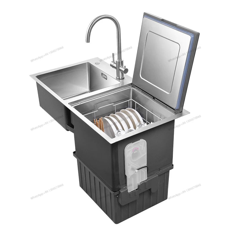 Household large capacity high-temperature disinfection and drying dishwasher, fully automatic integrated sink dishwasher