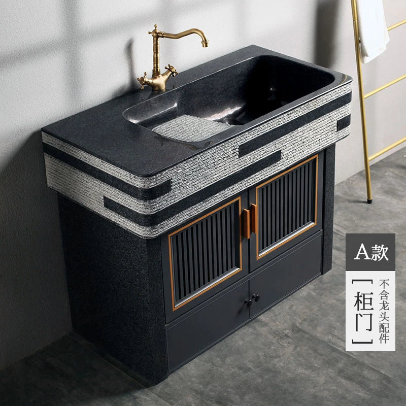 Household marble laundry pool, outdoor courtyard, integrated laundry table, sink, balcony, minimalist with washboard
