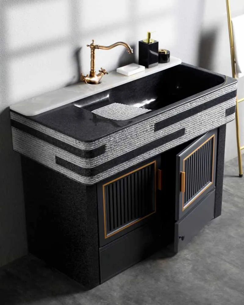 Household marble laundry pool, outdoor courtyard, integrated laundry table, sink, balcony, minimalist with washboard
