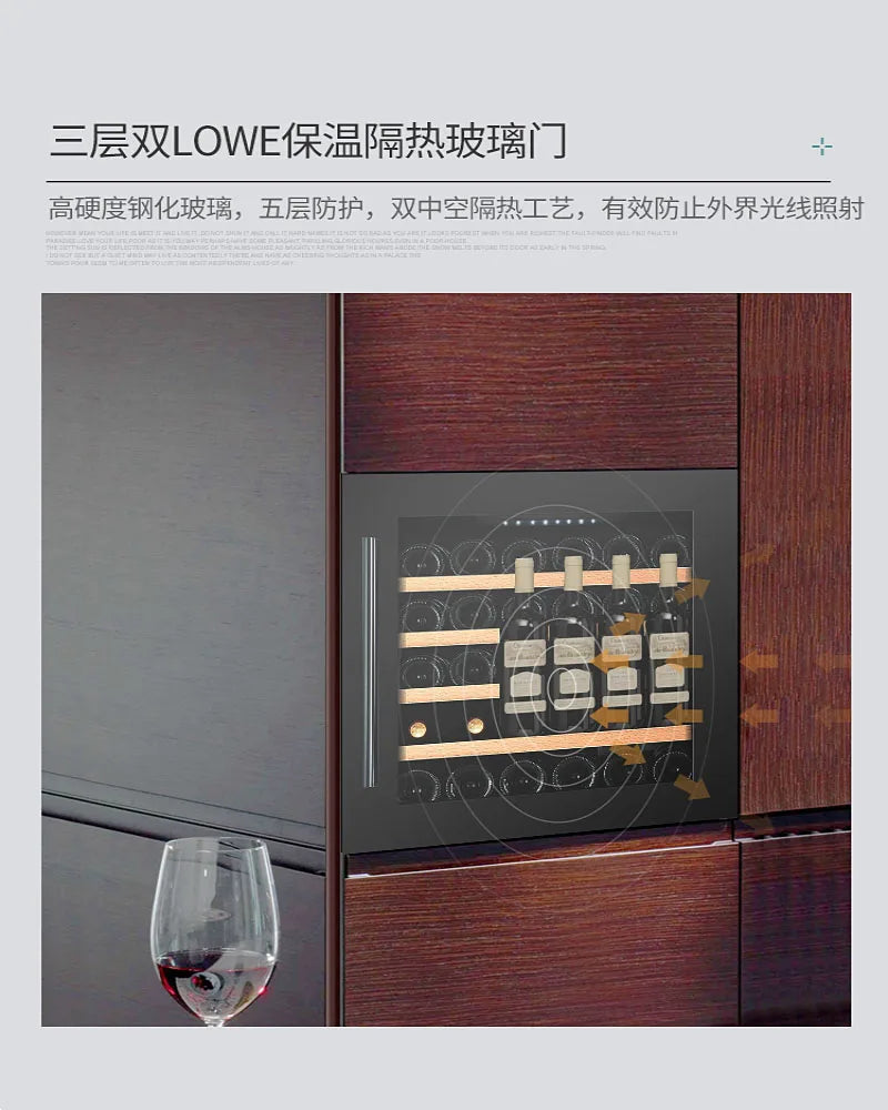Household seamless embedded red wine cabinet, constant temperature wine cabinet, wall mounted ice bar kitchen cabinet