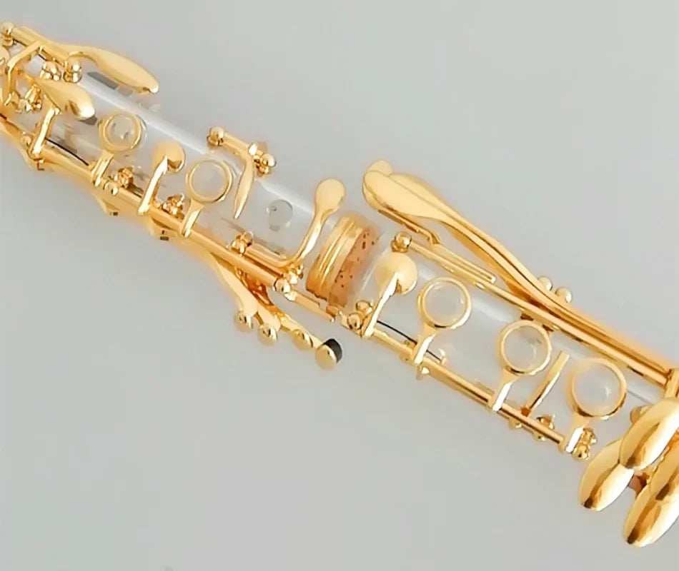MMOOKA Hto Sale Modern Popular Professional  Acrylic Transparent Clarinet 17 Key Bb Gold Plated