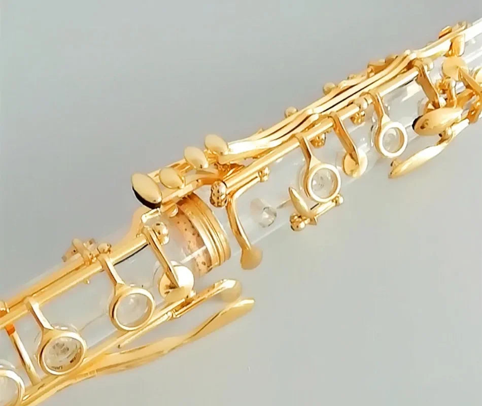 MMOOKA Hto Sale Modern Popular Professional  Acrylic Transparent Clarinet 17 Key Bb Gold Plated