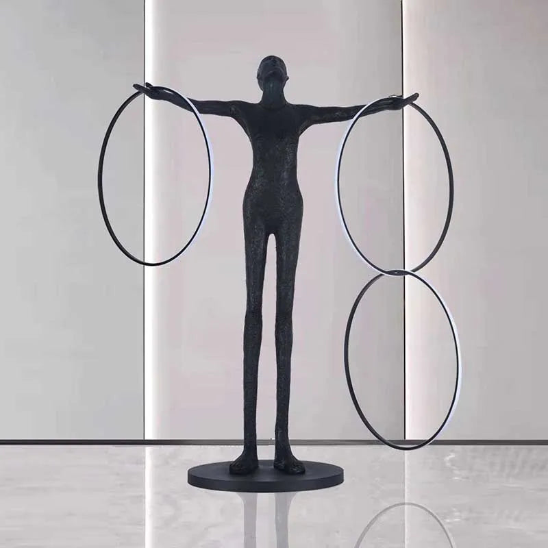 Human-shaped art sculpture floor lamp villa lobby hotel entrance post-modern creative large-scale floor-to-ceiling decorative or