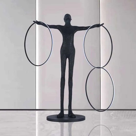 Human-shaped art sculpture floor lamp villa lobby hotel entrance post-modern creative large-scale floor-to-ceiling decorative or