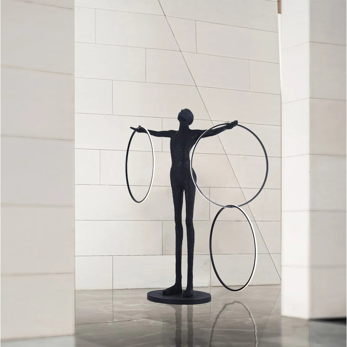 Human-shaped art sculpture floor lamp villa lobby hotel entrance post-modern creative large-scale floor-to-ceiling decorative or