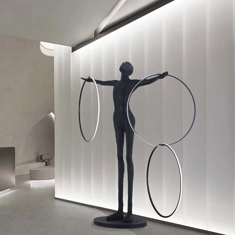 Human-shaped art sculpture floor lamp villa lobby hotel entrance post-modern creative large-scale floor-to-ceiling decorative or