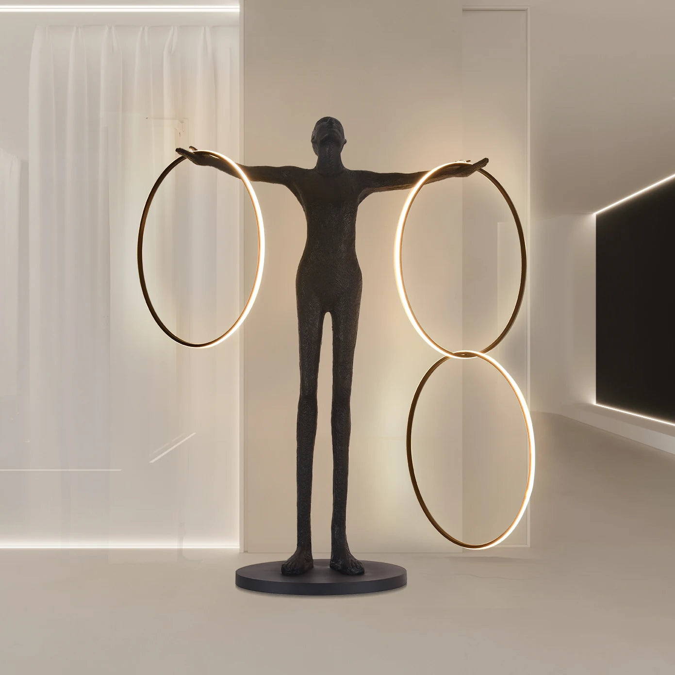 Human-shaped art sculpture floor lamp villa lobby hotel entrance post-modern creative large-scale floor-to-ceiling decorative or