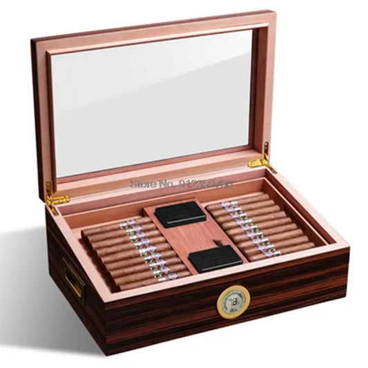Humidor Spanish Cedar Wood Professional Cigar Humidor Humidifier Humidification Box Large Capacity Cigar Box Humidor