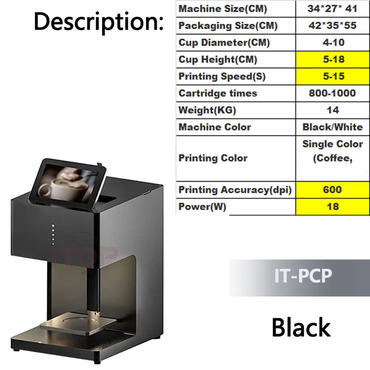 ITOP Automatic Latte Art Machine Coffee Latte Printer Coffee Printer Pattern Printer Food Surface Printer Caramel 110V-220V
