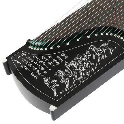 MMOOKA Imitation Ebony 10 Level Playing Guzheng Carved Models Chinese 21 Strings Zither Music Instrument with Full Set of Accessories