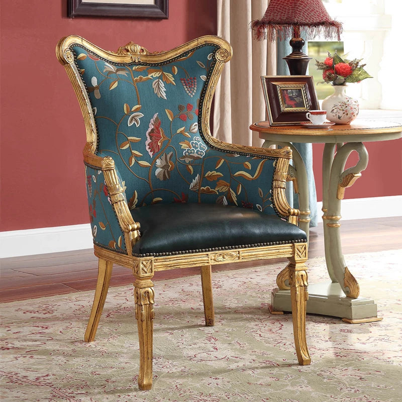 Imported mahogany solid wood bookcase, book chair, French vintage study, desk, villa furniture customization