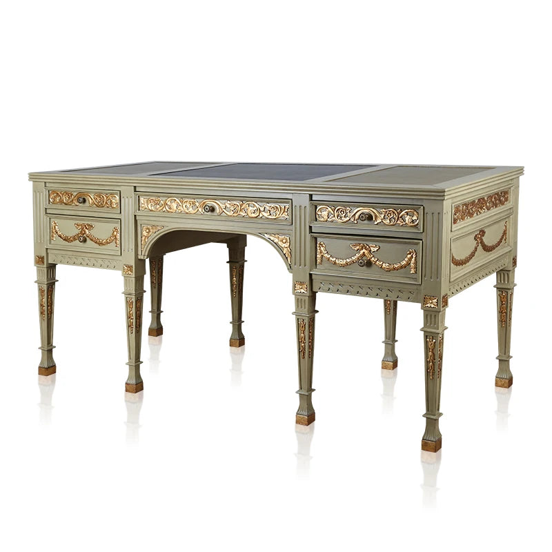 Imported mahogany solid wood bookcase, book chair, French vintage study, desk, villa furniture customization