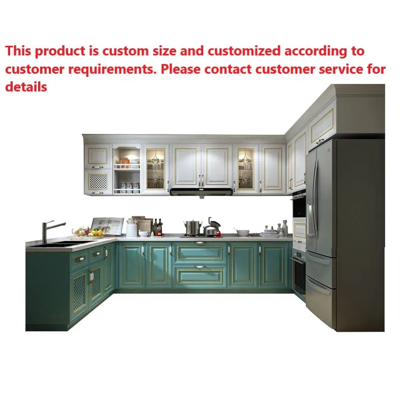 Indoor European-style whole-room customized furniture, domestic dining room, solid wood cabinet, small household, overall kitche