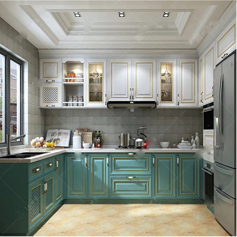 Indoor European-style whole-room customized furniture, domestic dining room, solid wood cabinet, small household, overall kitche