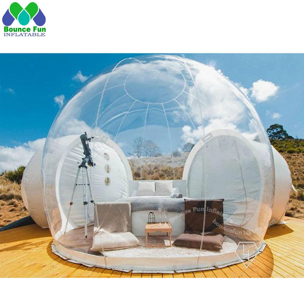 Inflatable Bubble Tent Big Clear Top Outdoor House Campaign Dome With Bedroom And Toilet For Camping Transparent Hotel Glamping