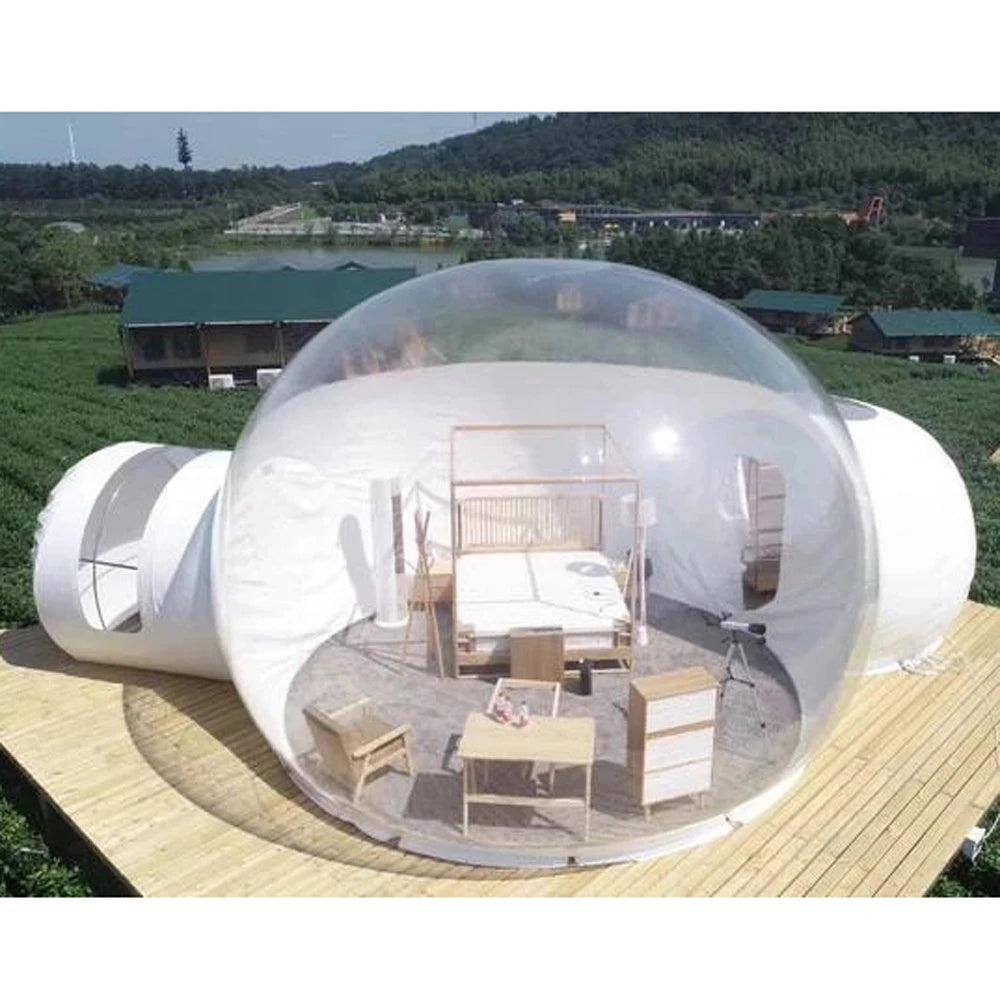 Inflatable Bubble Tent Big Clear Top Outdoor House Campaign Dome With Bedroom And Toilet For Camping Transparent Hotel Glamping