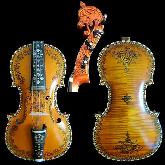 MMOOKA Inlay and drawin violin Hardanger fiddle Norwegian fiddle 4/4 violin(4*4)#11145