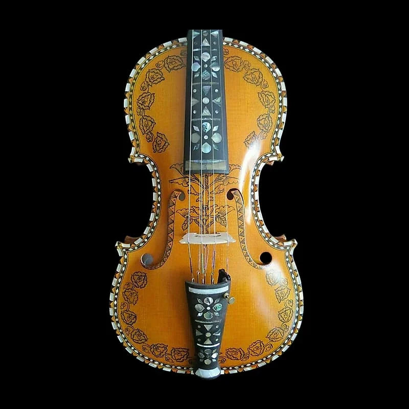 MMOOKA Inlay and drawin violin Hardanger fiddle Norwegian fiddle 4/4 violin(4*4)#11145