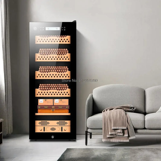 Intelligent Cedar Wood Humidor Large Capacity For 800pc Cigar Humidor Cabinet Refrigerator Control Humidity Temperature No Noise